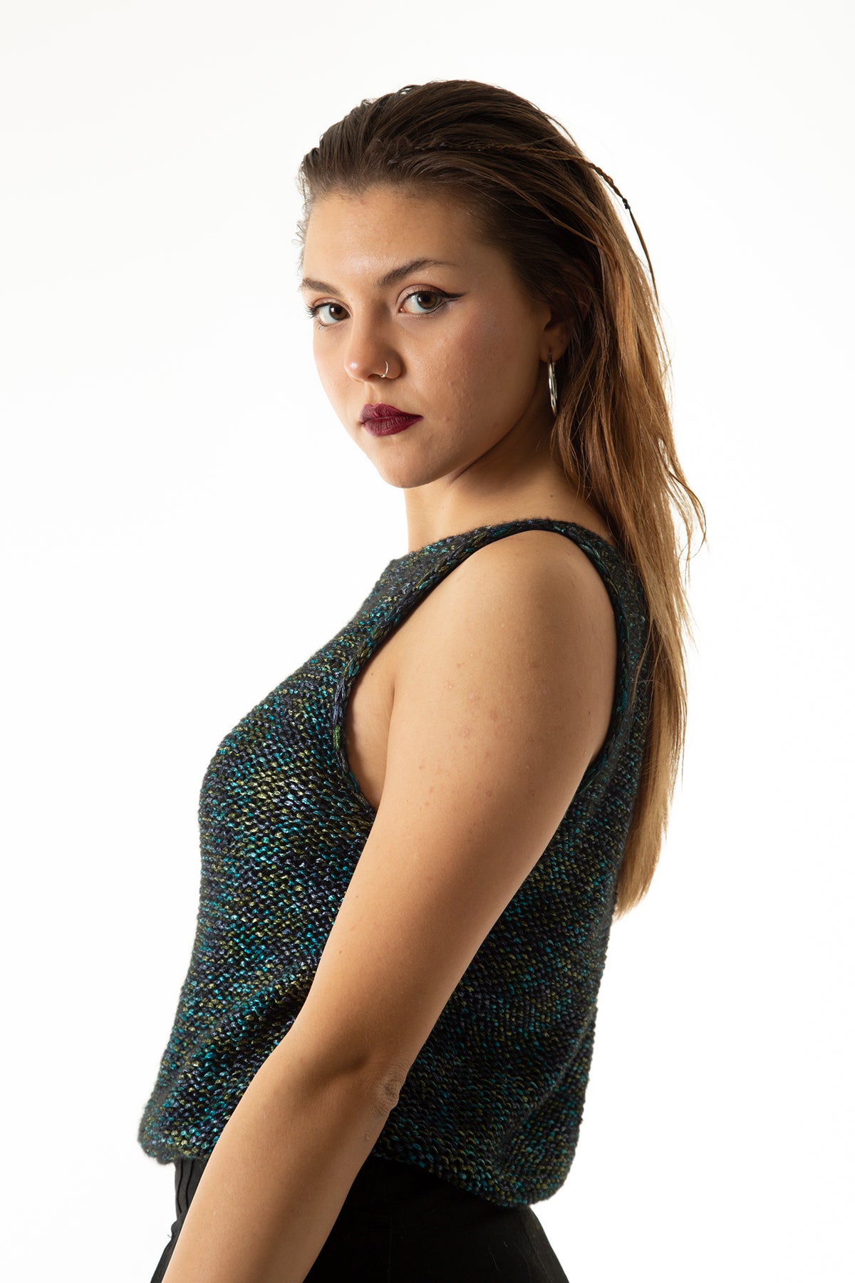 İndigo El Örgüsü Süveter