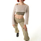 Bej El Örgüsü Crop Top