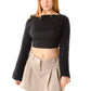 Siyah El Örgüsü Crop Top