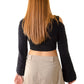 Siyah El Örgüsü Crop Top