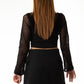 Siyah File El Örgüsü Crop Top
