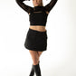 Siyah File El Örgüsü Crop Top