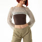 Gri File El Örgüsü Crop Top