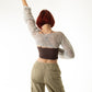 Gri File El Örgüsü Crop Top