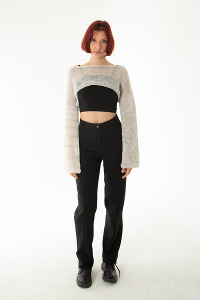 Gri Salaş Angora Crop Top